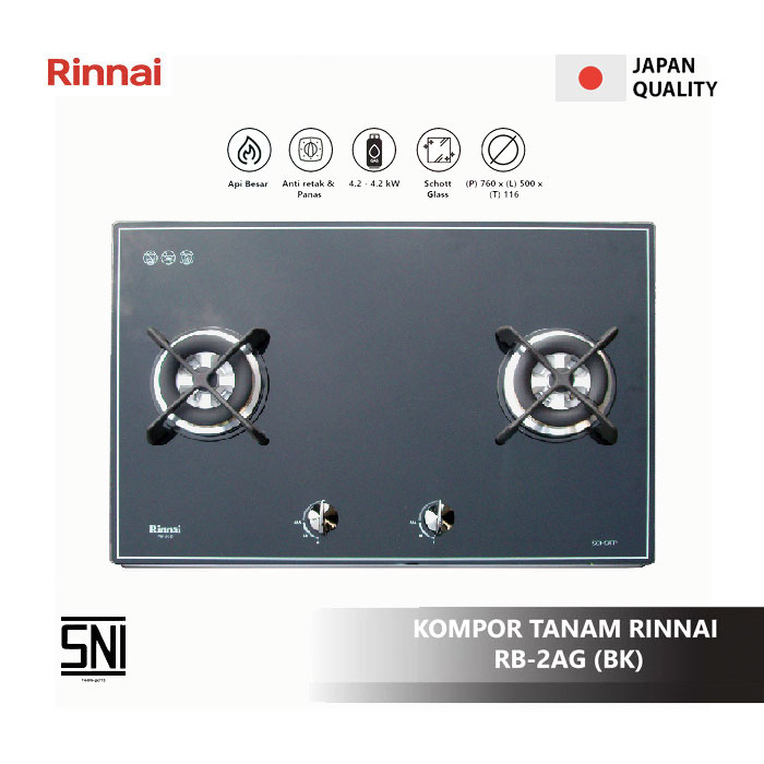 Rinnai Kompor Tanam Europa Series 2 Tungku - RB-2AG (BK) | RB2AG BK